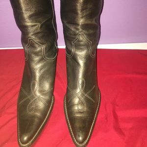 Metallic Distressed Franco Sarto Cowboy Boot 8.5